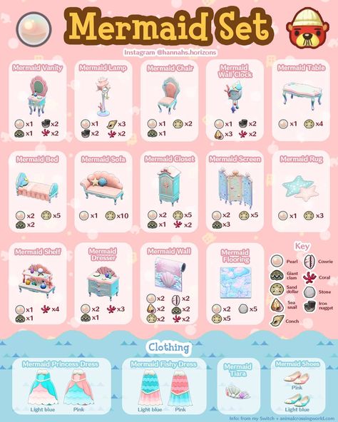 Hana on Instagram: “🐚Mermaid set🐚 Might be old news, but did the wet suits and Gullivarrr's Items, so of course I had to make this🧜🏻‍♀️ . 🌊Which mermaid items are…” Mermaid Items, Animal Crossing Cafe, Mermaid Island, Mermaid Bedding, Animal Crossing 3ds, Animals Crossing, Mermaid Room, Animal Crossing Memes, Animal Crossing Guide