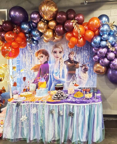 Frozen 2 Fall Birthday Party, Frozen Fall Birthday Party, Fall Frozen Birthday Party, Frozen 2 Themed Birthday Party, Disney Frozen Birthday Party Decorations, Frozen 2 Birthday Party Ideas, Frozen Two, Frozen Halloween, Frozen Birthday Party Decorations