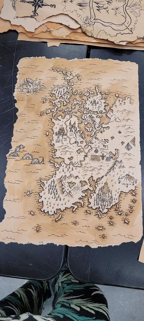 Sketchbook Map Ideas, Diy Maps Drawing, Drawn Fantasy Map, Fantasy Map Reference, Map Made With Rice, Map From Rice, Rice Island Map Drawing, Make A Map With Rice, Drawing World Map