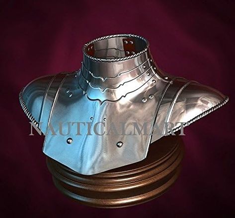 Amazon.com: NauticalMart Medieval Knights Neck Plate Armor Gorget : Clothing, Shoes & Jewelry Armor Medieval, Armor Ideas, Armadura Cosplay, Plate Armor, Medieval Knights, Armor Plate, Female Armor, Historical Armor, Knight Armor