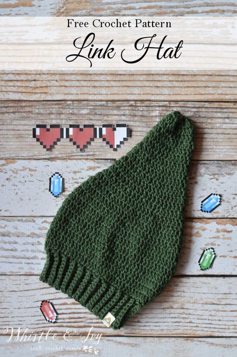 Zelda Crafts, Crochet Headwear, Link Hat, Hat Patterns Free, Baby Hat Patterns, Bonnet Crochet, Classic Video, Crochet Mittens, Pola Kristik