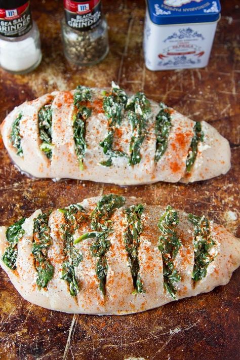 Spinach   Goat Cheese Hasselback Chicken | Simple Healthy Kitchen Spinach Goat Cheese, Ricotta Stuffed Chicken, Hasselback Chicken, Goat Cheese Stuffed Chicken, Ways To Cook Chicken, Spinach Recipes, Spinach And Cheese, Healthy Kitchen, Spinach Stuffed Chicken