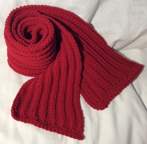 Red Scarf Aesthetic, Scarf Aesthetic, Scarf For Winter, Crochet Scarf For Beginners, Crocheted Scarf, Ribbed Scarf, Easy Crochet Stitches, Crochet Inspo, Red Scarf