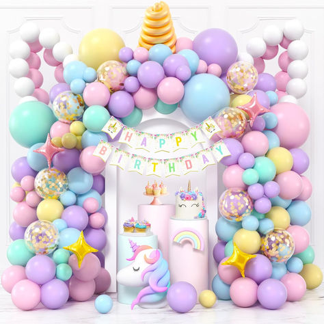 174Pcs Unicorn Balloons Arch Kit Unicorn Birthday Decorations for Girls Pastel Pink Purple Unicorn Balloon Garland Happy Birthday Banner Confetti Star Rainbow Unicorn Party Decoration Supplies #ad #unicorn #unicornbirthday #unicornbirthdayparty #unicornbirthdaypartysupplies #unicornpartysupplies #unicornballoons #girlsbirthdayparty #girlsbirthdaypartyideas #unicornballoons #balloonarch #balloongarland Rainbow Unicorn Party Decorations, Unicorn Balloons, Unicorn Birthday Decorations, Balloons Arch, Rainbow Unicorn Party, Unicorn Balloon, Unicorn Party Supplies, Unicorn Party Decorations, Purple Unicorn