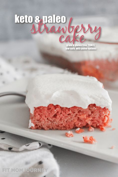 Paleo & Keto Strawberry Cake (Low Carb, Grain Free, Gluten Free, THM:S) - Fit Mom Journey Paleo Strawberry Cake, Keto Cream Cheese Pancakes, Boiled Egg Diet Plan, Keto Cake, Keto Brownies, Keto Cheesecake, Low Carb Diet Recipes, Healthy Low Carb Recipes, Strawberry Cakes