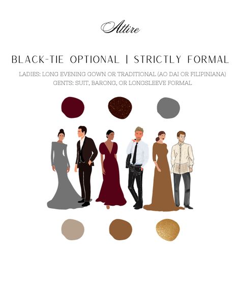 Wedding Invite Outfit, Attire Guide Wedding Invitation, Wedding Guest Dress Code Guide, Black Tie Theme Wedding, Wedding Attire Invitation, Dress Code Invitation, Wedding Dress Code Guide, Wedding Attire Guide, Semi Formal Dress Code