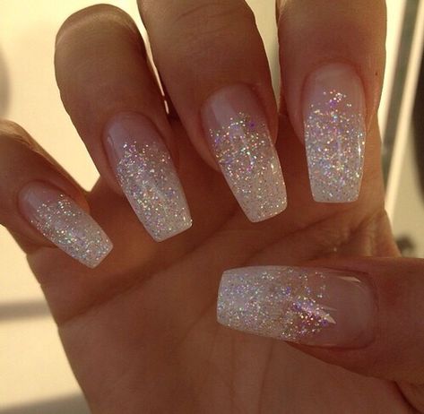 Pinterest: WFPARADISE Ongles Bling Bling, Paznokcie Hello Kitty, Wedding Nail Art Design, Metallic Nail Art, Unghie Sfumate, Silver Glitter Nails, Bridal Nail Art, Wedding Nails Glitter, Nails Matte