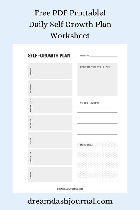 Free PDF printable self growth plan for personal development. Download and print this self growth worksheet! #selfgrowth #printableworksheets #freeprintables #personaldevelopment Self Development Worksheets, Self Growth Plan, Growth Worksheet, Human Population, Reading Comprehension Kindergarten, Journal Topics, Population Growth, Life Coaching Business, Positive Quotes For Women