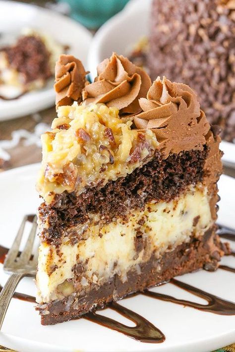 This Outrageous Chocolate Coconut Cheesecake Cake is just as fun as the name makes it sound! With layers of brownie, coconut chocolate chip cheesecake, chocolate cake and coconut pecan filling, it’s an over-the-top mix of so many delicious things! Have you ever had Chris’ Outrageous Cheesecake from The Cheesecake Factory? I haven’t ever had it, … Brownie Coconut, Cheesecake Coconut, Best Chocolate Cheesecake, Pecan Filling, Cake Brownie, The Cheesecake Factory, Mini Torte, Coconut Cheesecake, Chocolate Chip Cheesecake