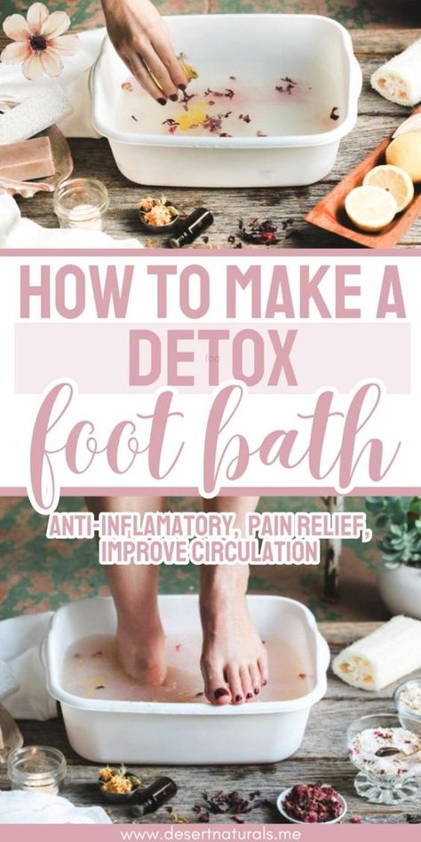 Did you know that foot detoxes not only pull toxins out but also boost your immune system, relieve stress, and aid better sleep? Learn how with this easy homemade DIY Detox Foot Bath recipe that uses apple cider vinegar, Epsom salt, and essential oils. . It might sound surprising, but soaking your feet in a foot bath has more benefits than you could imagine. Learn how to make a simple and easy detox foot soak and give your feet the love they deserve! Add this to your self care routine today. Epsom Salt Bath Benefits, Epsom Salt Foot Soak, Homemade Foot Soaks, Diy Vinegar, Foot Detox Soak, Detox Bath Recipe, Diy Natural Beauty Recipes, Diy Foot Soak, Foot Soak Recipe