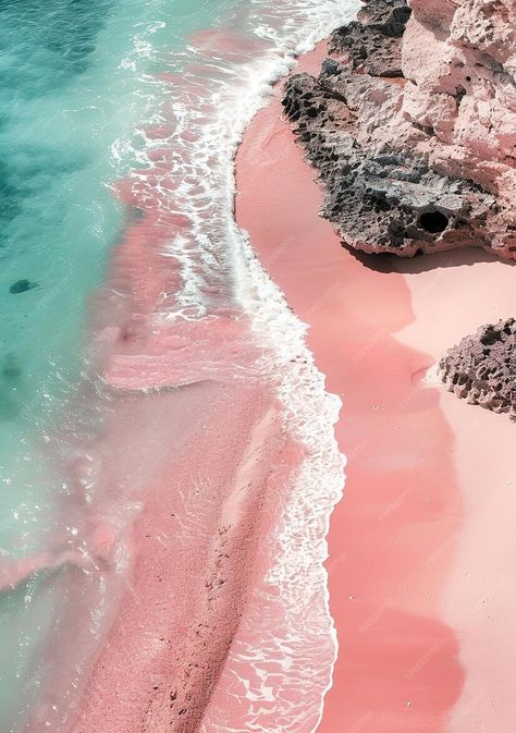 Premium Photo | Pink sand blue sea Bermuda Pink Sand Beach, Beach Stock Photos, Pink Beach Aesthetic, Sand Photoshoot, Jimin Pink, Pink Sand Beaches, Sea Texture, Ocean Texture, Book Collage