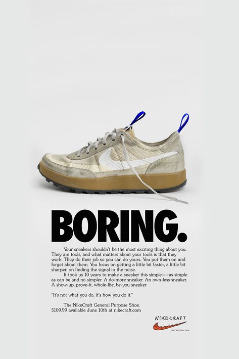 Sneakers Poster Design, General Purpose Shoe, Sneakers Poster, Copywriting Ads, Poster Design Ideas, Nike Poster, Tom Sachs, Shoe Advertising, Nike Ad