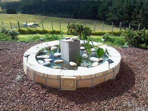 31 Creative Garden Features Perfect For Summer | Hometalk Solar Fountain Ideas, Fish Ponds Backyard, Pond Backyard, Fountain Diy, Mop Storage, Diy Solar Fountain, Creative Garden Decor, Fountain Ideas, Outdoor Ponds