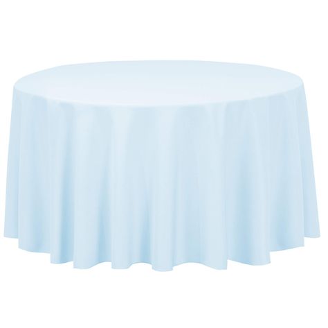 PRICES MAY VARY. 100% Polyester Brand: LTC Linens Size: 120 in. round tablecloth, seamless, serge edging. Made of durable and wrinkle-resistant 100% polyester. 120 in. round tablecloths provide a full drop all the way to the floor on standard 60 in. round tables. These table linens are suitable for any and all events, from daily restaurant use to high-end corporate events and wedding receptions! Easy laundering in your home washing machine. Machine wash on the delicate cycle with cold water and Baby Blue Quinceanera Theme, Blue Quinceanera Theme, Cinderella Baby Shower, Baby Blue Quinceanera, Round Tablecloths, Round Table Decor, Cloud Theme, Blue Tablecloth, Wedding Tablecloths