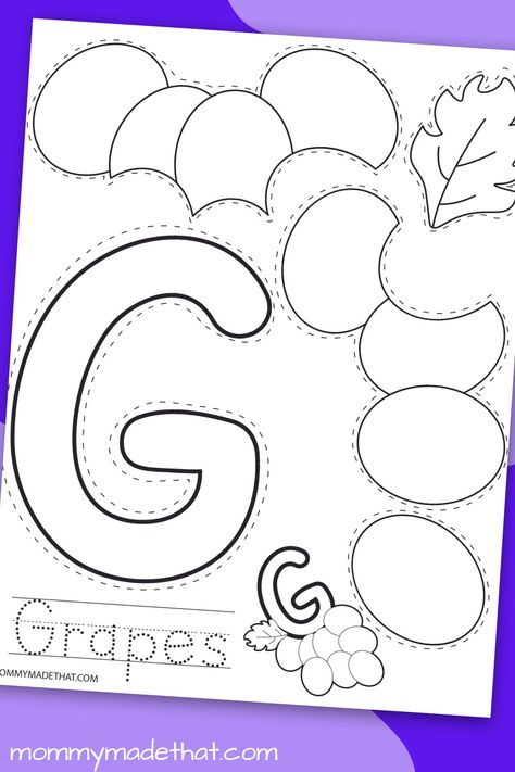 Letter G Animal Craft, G Is For Garden Preschool, G Is For Grapes Craft, G Is For God Preschool, G Is For Preschool, Letter G Crafts For Kindergarten, G Letter Craft, Letter G Preschool Crafts, Letter G Crafts For Preschool