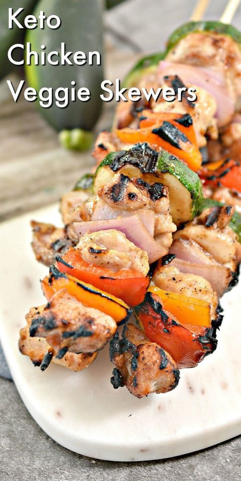 These healthy Keto Chicken Veggie Skewers are bursting with flavors! A delicious and easy Keto grilling recipe that everyone will love! #keto #ketorecipes #ketodiet #healthyrecipes #grilling #chickenskewers #chickenrecipes #food #recipes #KetoDietRecipes Keto Grilled Chicken, Stylish Cravings, Grilled Chicken Skewers, Veggie Skewers, Diet Breakfast Recipes, Low Carb Breakfast Recipes, Fat Foods, Healthy Keto, Chicken Skewers