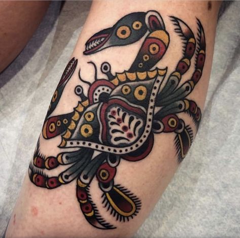 American Traditional Salmon Tattoo, American Traditional Sea Turtle Tattoo, American Traditional Side Tattoo, American Traditional Ocean Tattoo, American Traditional Crab Tattoo, Crab Tattoo Traditional, Traditional Turtle Tattoo, Traditional Crab Tattoo, Traditional Sea Tattoo