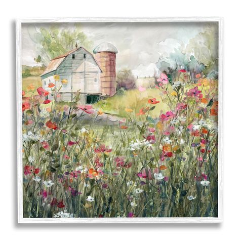 "Buy this Stupell Industries Vibrant Flower Blossoms Rural Barn Black Framed Giclee Art at Michaels. com. Our Framed Giclee Wall Art adds a touch of class to any space in your home or office. Frames are available in three alluring styles: black, gray farmhouse and white. Our textured artwork will add more depth and dimension to any space. Each piece is mounted with a 1.5 inch thick wood grain frame that is ready to hang! Looking for a statement piece? We have oversized artwork available. Wall Ar Oversize Artwork, Botanical Artwork, Farm Design, Stupell Industries, Textured Artwork, Vibrant Flower, Scenic Landscape, Blossom Flower, Nature Design