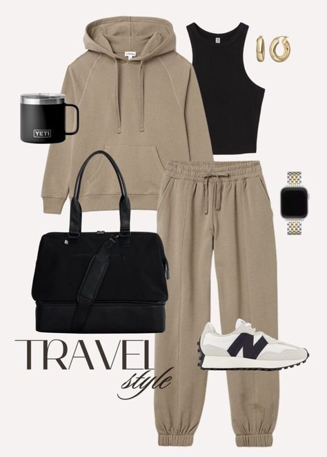 Mode Ab 50, Comfortable Travel Outfit, Airport Travel Outfits, Comfy Travel Outfit, Airplane Outfits, Trip Outfits, Weekly Outfits, Mode Casual, Athleisure Outfits