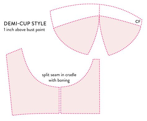 Demi cup pattern:  bustier bra cup pieces Cup Shapes, Sewing Bras, Bra Sewing Pattern, Cup Pattern, Lingerie Patterns, Corset Sewing Pattern, Bra Sewing, Corset Pattern, Sewing Lingerie