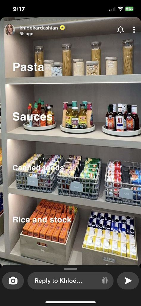 Khloe Kardashian House Organization, Khloe Kardashian Kitchen Organization, Kloe Kardashian Kitchen Organized Pantry, Khloe Kardashian Fridge, Khloe Pantry, Kylie Kardashian Pantry, Khloe Kardashian Pantry Organization, Khloe Kardashian Organization, Pantry Sections