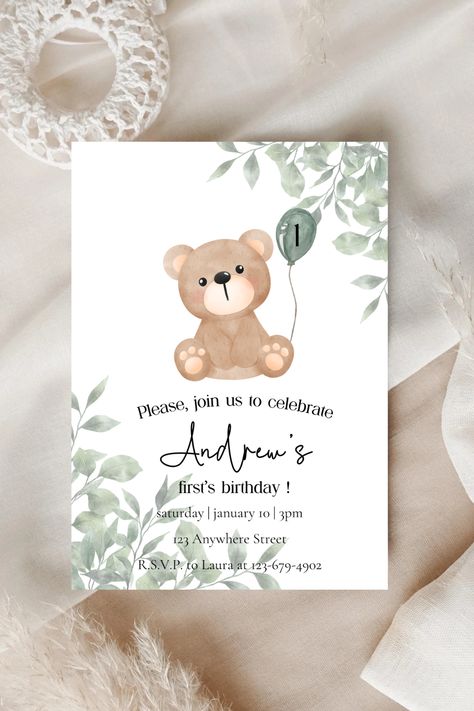 first birthday bear themed invitation, etsy

 minimalist and boho style 

you can find it on my etsy shop ♡ Birthday Bear, Cute Birthday, Boho Style, First Birthday, First Birthdays, Birthday Invitations, Boho Fashion, Etsy Shop, France