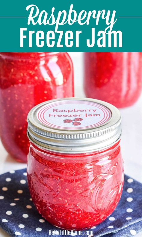 Sure Jell Raspberry Jam Recipe, Frozen Raspberry Jam Recipe, Sugar Free Freezer Jam, Raspberry Freezer Jam Recipe, Raspberry Recipe, Raspberry Freezer Jam, Raspberry Jam Recipe, Freezer Jam Recipes, Freezer Jam