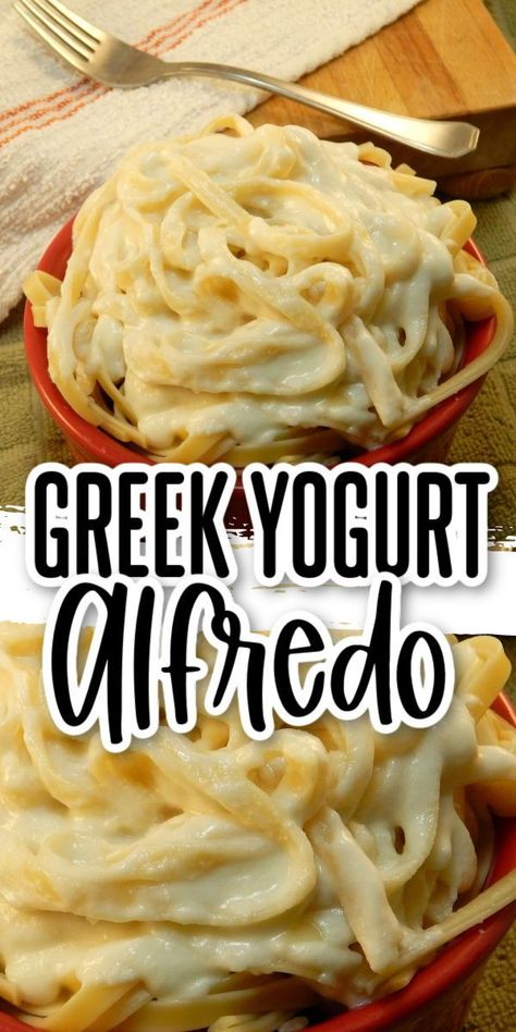 Healthy Chicken Alfredo Recipe, Yogurt Alfredo Sauce, Greek Yogurt Alfredo Sauce, Healthy Alfredo Sauce Recipe, Healthy Alfredo, Greek Yogurt Pasta, Recipe With Greek Yogurt, Healthy Alfredo Sauce, Healthy Chicken Alfredo