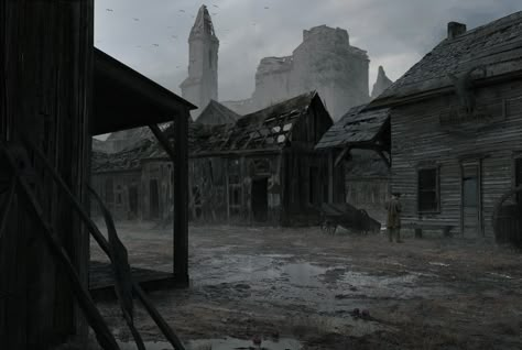 ArtStation - Forgotten village Abandon Village, Abandoned Village Fantasy Art, Dnd Abandoned Village Map, Village Rpg, Dark Fantasy Village, Creepy Village, Fantasy Abandoned Village, Gothic Village, Dark Village