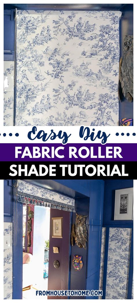 How To Make A DIY Fabric roller shade How To Make Shades For Windows, Fabric Roller Shades Diy, Add Fabric To Curtains, Diy Fabric Blinds For Windows, Window Shades Ideas Living Room Fabric, Diy Fabric Shades, Diy Fabric Roller Shade, Roll Up Shades Diy, How To Make A Roller Blind