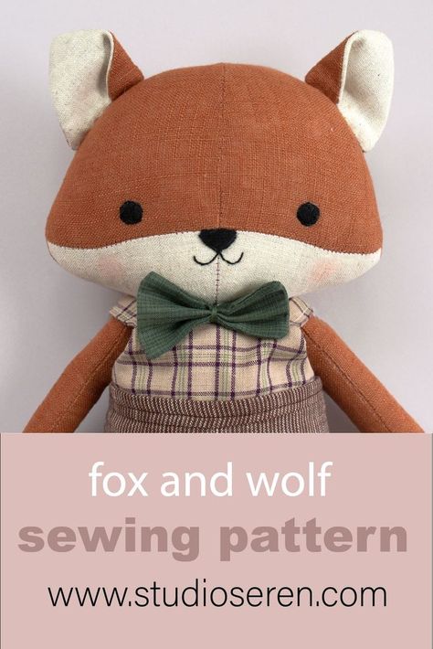 handmade fox doll made with a studio seren sewing pattern Fox Doll Pattern, Fox Sewing Pattern Free, Fox Sewing Pattern, Fabric Doll Pattern, Fox Doll, Baby Sewing Patterns, Kawaii Plushies, Doll Sewing Patterns, Memory Quilt