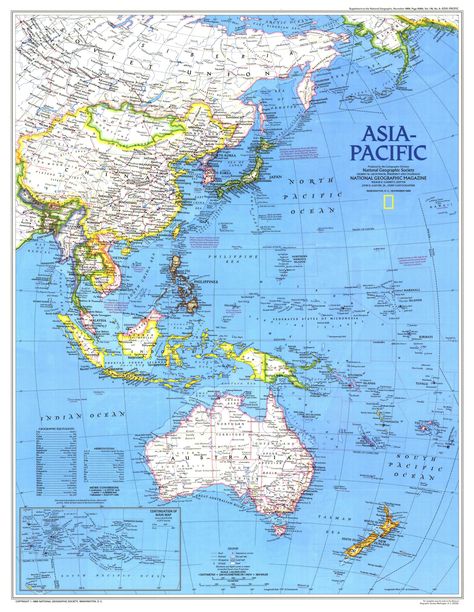 Asia Pacific Map, Pacific Map, National Geographic Maps, Beautiful Beaches Paradise, Asia Map, Wall Maps, Map Art Print, Map Wall Art, Custom Posters