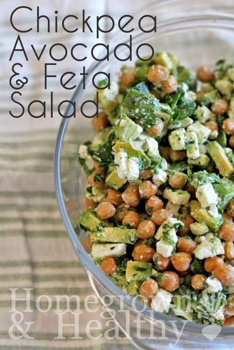 Filling Salad Recipes, Chickpea Avocado, Salad Macaroni, Chick Pea, Salad Pasta, Feta Salad, God Mat, Avocado Recipes, Healthy Salads