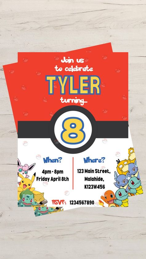 Pokémon Invitation, Pokemon Birthday Invitations Free, Pokemon Invites, Pokemon Invitation, Pokemon Invitations, Party Things, Pokemon Birthday Party, Pokemon Party, Pokemon Birthday