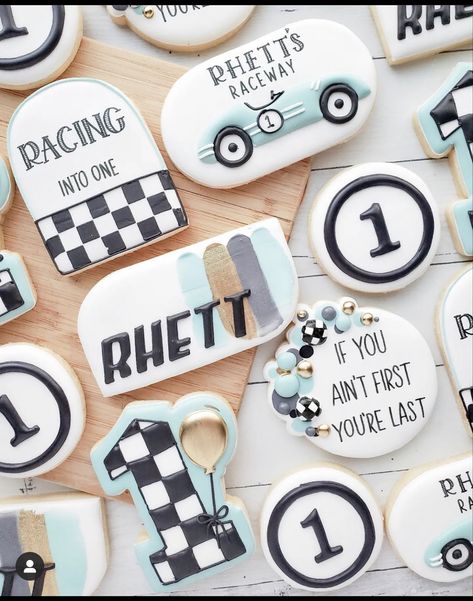 Checkered Flag Birthday Party, If You’re Not First You’re Last Birthday, Racing 2nd Birthday, First Birthday Themes Cars, First Trip Around The Track Birthday, Fast One Cookies Birthday, First Birthday Fast One, Checkered 1st Birthday, 1st Birthday Racing Theme