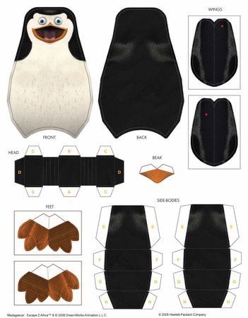 Paper Cube, Penguin Party, Penguins Of Madagascar, Paper Toys Template, Paper Doll Template, Paper Animals, Origami Crafts Diy, Paper Model, Diy Gift Box