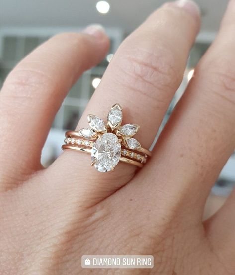 Stackable Engagement Rings Vintage, Stacked Anniversary Bands, Sarahs Day Wedding Ring, Stackable Rings Wedding Engagement, Triple Stack Wedding Ring, Oval Ring Stacked Bands, Boho Wedding Ring Set, Oval Diamond Ring Stack, Wedding Band Stack Ideas Oval