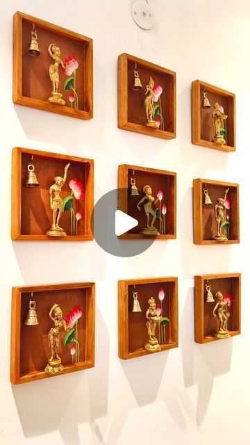 Indian Room Decor, Wood Trays, Antique Wall Decor, Acrylic Colours, Wd 40, Art Decor Diy, Brass Statues, Wall Frames, Instagram Diy