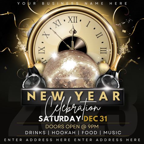 Excited to share the latest addition to my #etsy shop: 2023 New Year Eve Celebration Editable Template https://etsy.me/3Z3fjdV #newyears #newyearseve #newyearday #editabletemplate #canvatemplate #2023flyer #clubflyer #newyearcelebration #blackandgold New Year Party Flyer, Dj Night, Party Video, Invitation Flyer, New Year Eve, Interior Design Sketches, New Year's Eve Celebrations, Dj Party, Ad Template