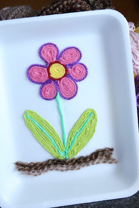 Yarn Painting For Kids (Huichol Style Yarn Art) - Happy Hooligans Yarn Painting For Kids, Yarn Canvas Art Ideas, Yarn Art Ideas, Yarn Painting Art Ideas, Wool Art Ideas, Different Art Styles Ideas Inspiration, Yarn Art For Kids, Yarn Art On Canvas, Paint Ideas For Kids