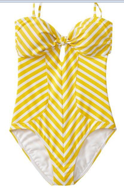 Old Navy, $29.95, cute yellow and white chevron one piece. Yellow Bathing Suit, Summer Clothes Collection, Navy One Piece, Yellow Swimsuits, Striped Swimsuit, Cute Swimsuits, Summer Swim Suits, Henri Bendel, Mellow Yellow