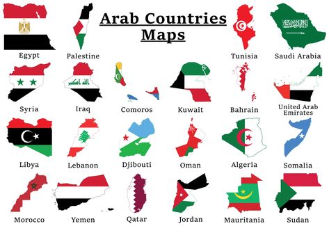 Download the Set of Arab countries National Flag Maps, all 22 Arab flag Maps collection Puzzle Pieces. 13662956 royalty-free Vector from Vecteezy for your project and explore over a million other vectors, icons and clipart graphics! Arab Heritage Month, Arab Flag, All World Map, Arabic Culture, Country Invitations, Arab Countries, Islamic Countries, Countries And Flags, Flag Coloring Pages