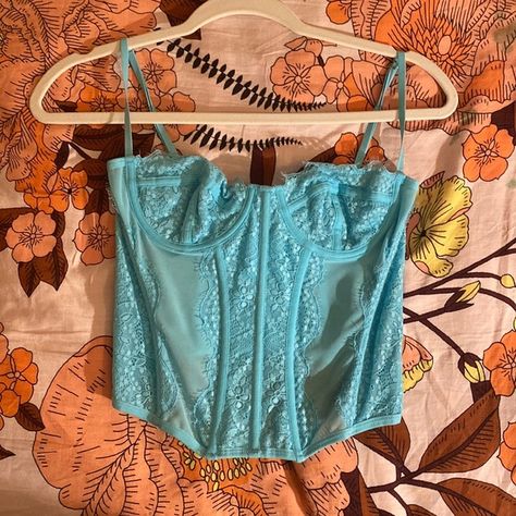 Urban outfitters modern love corset turquoise! Teal Corset Top, Teal Corset, Modern Love Corset, Summer Board, Urban Outfitters Top, Modern Love, Crop Top Sweater, Floral Crop Tops, Urban Outfitters Women