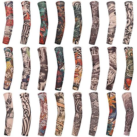 Amazon.com : SPOKKI 24 PCS Fake Temporary Tattoo Sleeves Seamless Arm Sleeves for Party Body Art and Printed Sports Outdoor Cycling Activities UV Protection for Men Women : Beauty Tatto Sleeve, Tattoo Leggings, Fake Tattoo Sleeves, Famous Tattoo Artists, Temporary Tattoo Sleeves, Tattoo Sleeves, Arm Sleeve Tattoos, Arm Sleeves, Halloween Tattoos