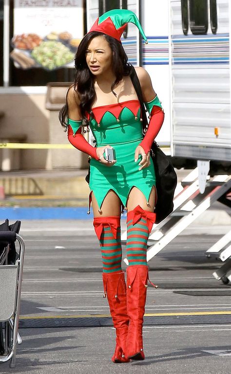 Christmas Elf Outfit, Christmas Elf Costume, Christmas Dress Up, Diy Outfits, Christmas Dress Women, Elf Clothes, Naya Rivera, Elf Costume, Glee Cast