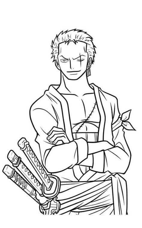 One Piece Desenho Facil, Zoro One Piece Drawing, Zoro One Piece Manga, Zoro One Piece Tattoo, Zoro Sketch, One Piece Coloring Pages, Zoro Drawing, Manga Zoro, Luffy Drawing