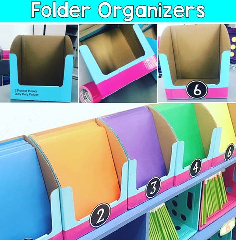 Inexpensive Classroom Organization – 8th Grade Math Teacher Diy Classroom Storage Ideas, Classroom Folder Organization, Calculator Organization Classroom, Teacher Folder Organization, Student Folder Organization, Individual Student Supply Storage, Classroom Organization Middle School Math, Classroom Journal Storage, Sticker Store Classroom Middle School