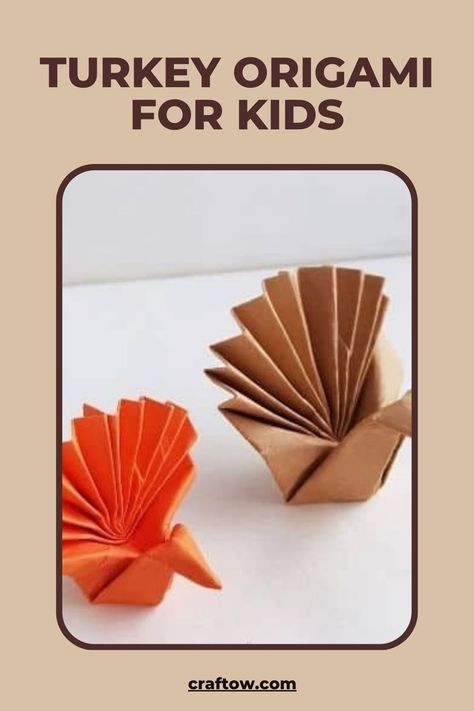 Turkey Origami for Kids Fall Origami Decor, Turkey Origami Easy, Thanksgiving Origami For Kids, Fall Origami For Kids, Simple Origami Step By Step, Turkey Origami, Origami Thanksgiving, Kid Thanksgiving Crafts, Thanksgiving Origami