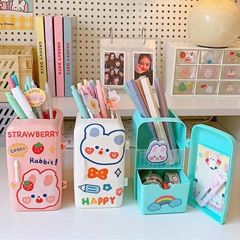 Cute School Stationary, Kawaii School Supplies, Kids School Supplies, Kawaii Pens, Pen Storage, Stationary School, Cute Stationary, Cute Pens, Cute School Supplies