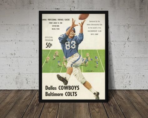 1960 DALLAS COWBOYS inaugural Season Print Vintage Football Decor, Football Print, Football Poster, Football Wall Art - Etsy Dallas Cowboys Nursery, Dallas Cowboys Posters, Football Printables, Dallas Cowboys Signs, Cowboy Nursery, Dallas Cowboys Decor, Cowboy Posters, Football Canvas, Vintage Dallas Cowboys